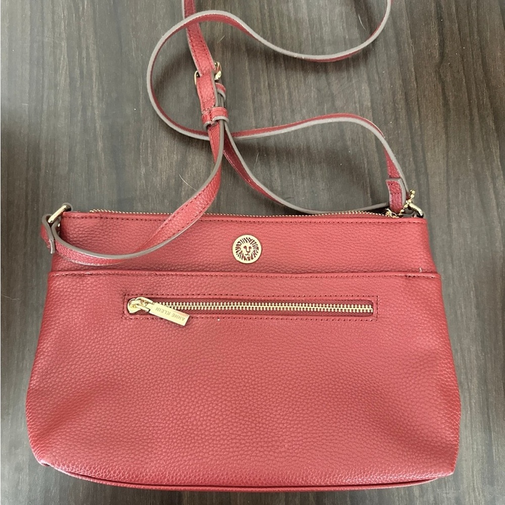 Anne Klein Red Crossbody Bag with Gold Accents